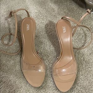 Zara Women's Clear and Tan Heels